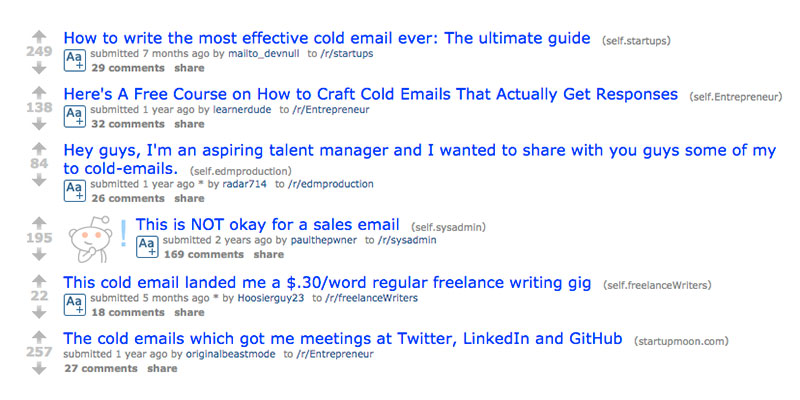 reddit cold email Gmail mail merge example image