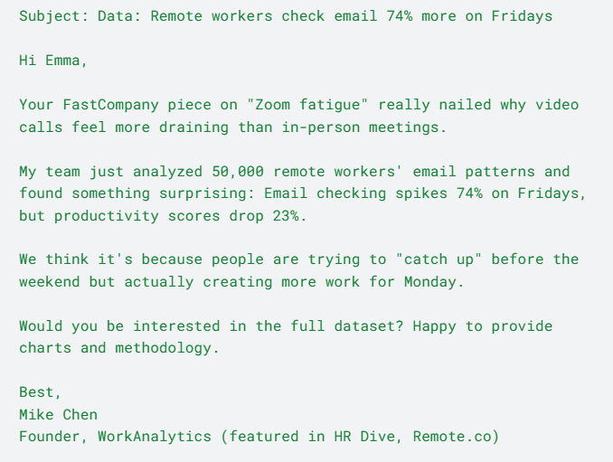 Pitch email template