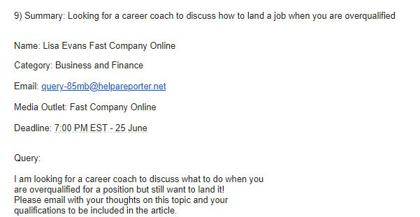 HARO email
