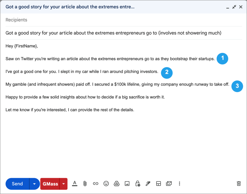 Cold email template to use when doing journalist outreach