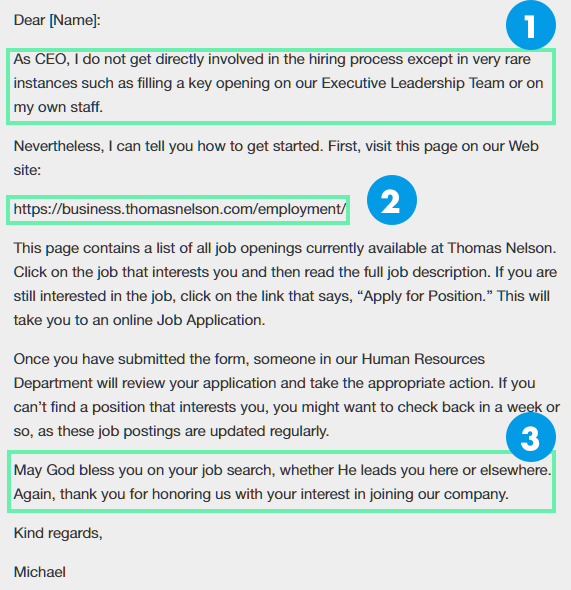 Rejecting a Job Application